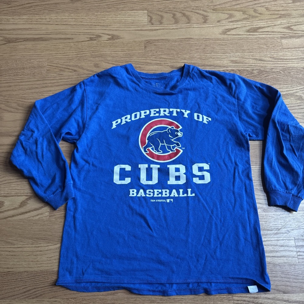 MLB‎ Chicago Cubs T-shirt Long Sleeve Youth Size Large 14-16 GO CUBS GO